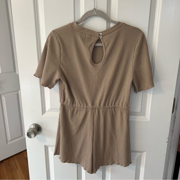 Princess Polly Beige Ribbed Aiken Playsuit Romper - Picture 13 of 15